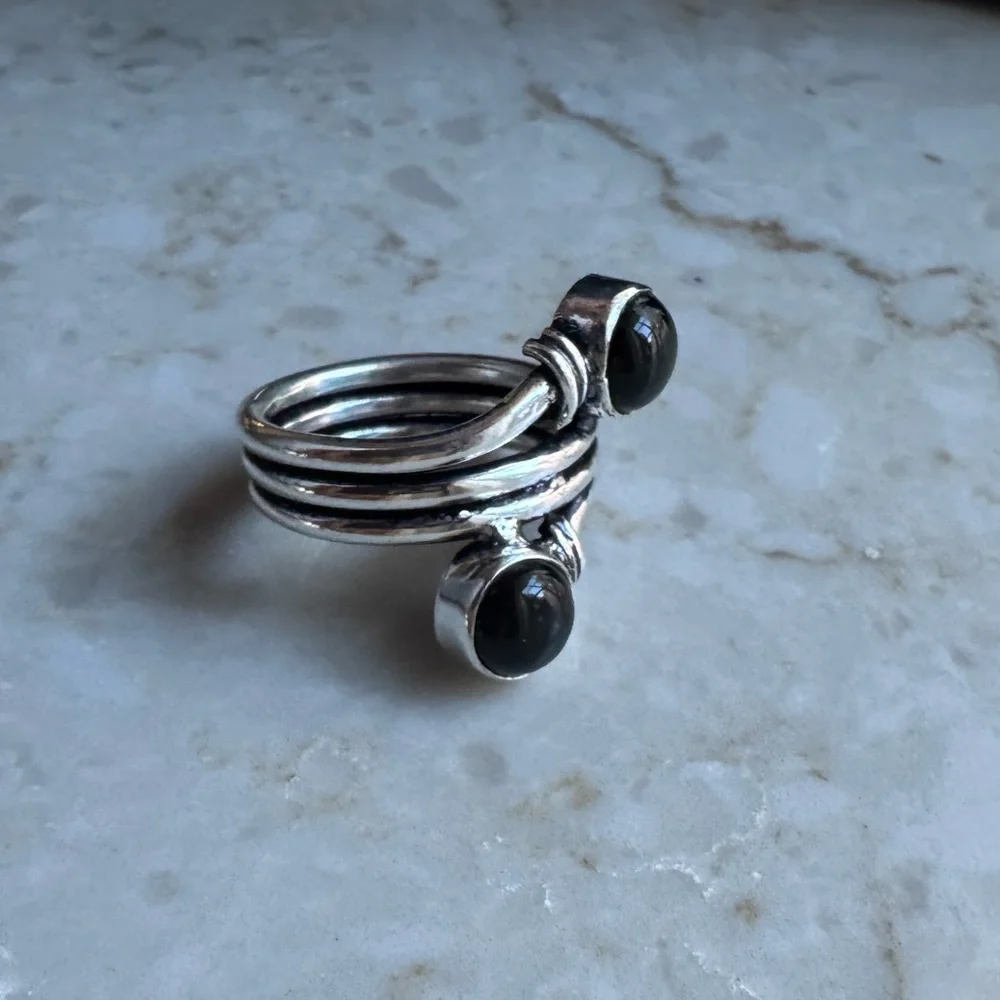 NWOT Sundance Storm Gyre Ring, Black Onyx, Sterling Silver